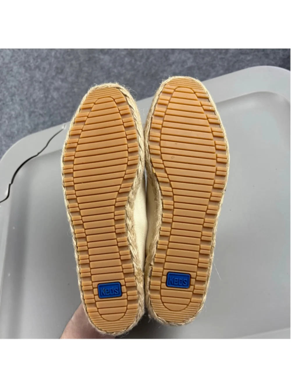 Keds Mary Jane Espadrille Flats Womens 7 Cream Canvas Buckle Vintage